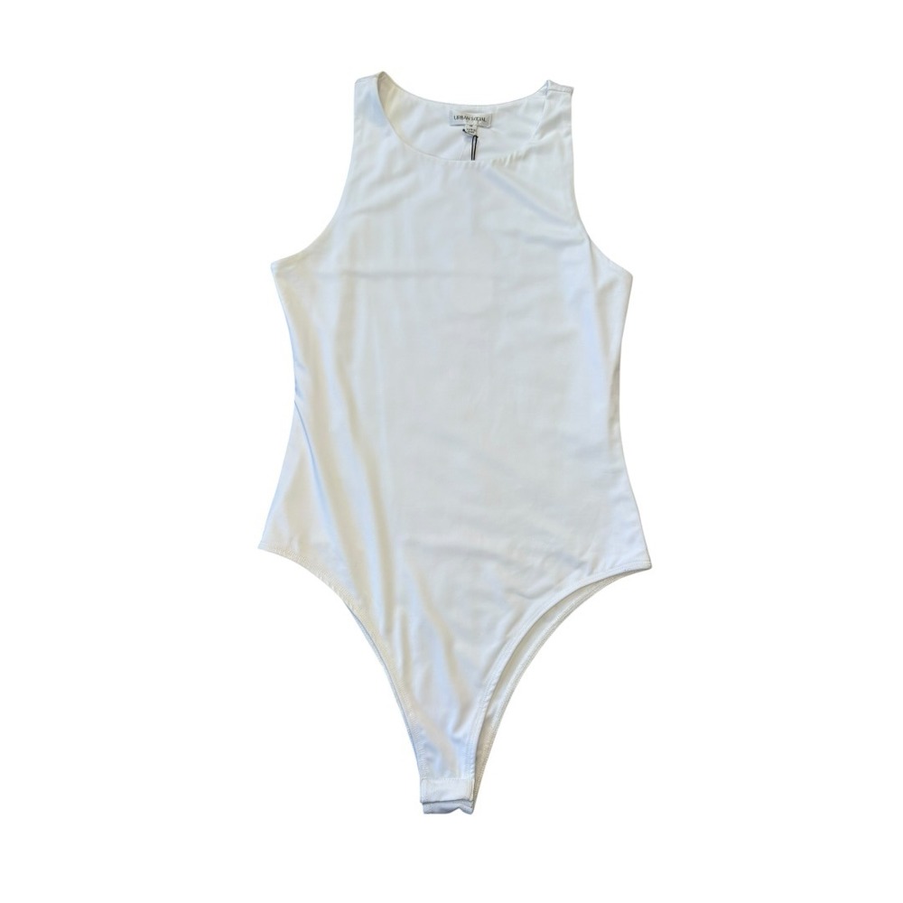 Urban Social Womens White Sleeveless Crew Neck Thong Bodysuit Size Medium NWT